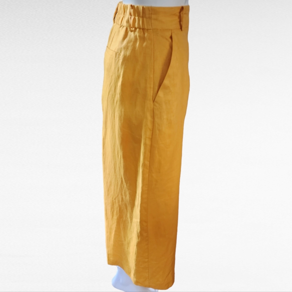 Worthington California Gold Linen Wide Leg Crops Size Medium - Picture 4 of 7